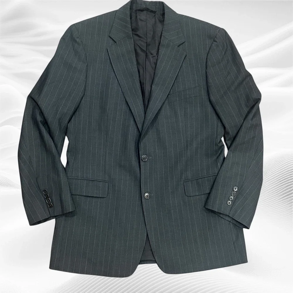 Brooks Brothers 346‎ Stretch  2 Piece Suit 43L Gray PinStripe Wool 36X30(cuffed)